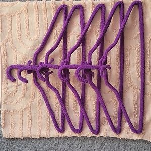 Handmade Hangers, set of five. Purple, new.